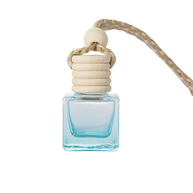 Wholesale 8ml 10ml Colorful Square Glass Car Air Freshener Perfume Bottle Customizable Cork Sealed Diffuser Bottle Box