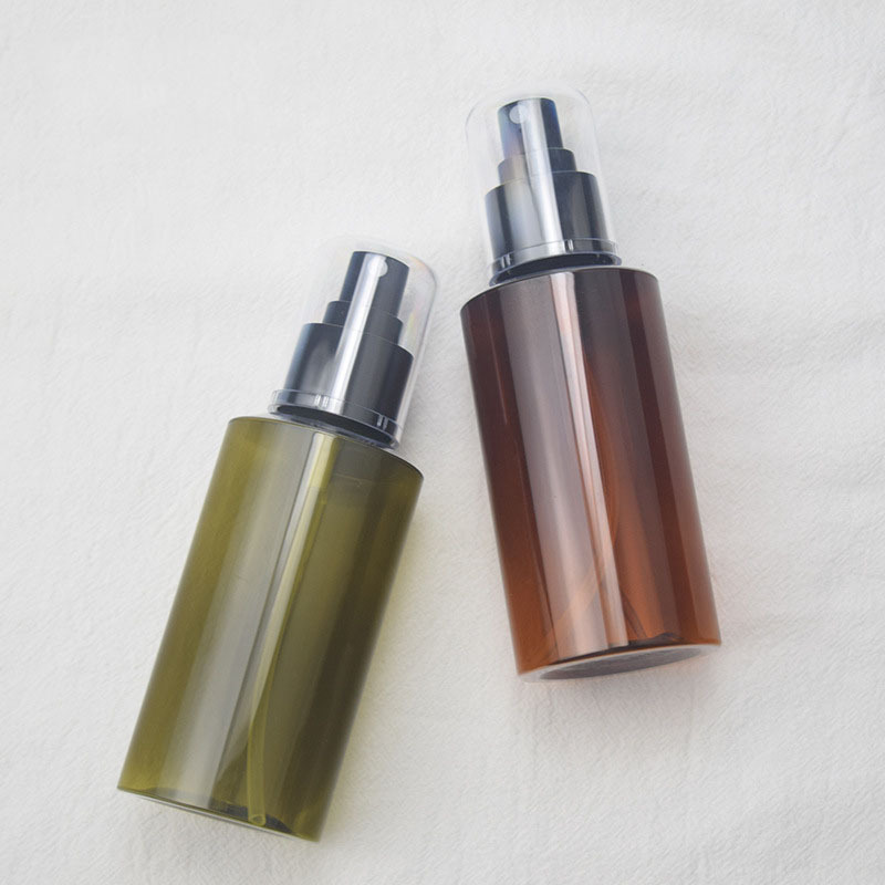Round Shape Amber Green Plastic Spray Bottles 200ml Bulk Cosmetic Skincare Lotion Pet Bottles Spray