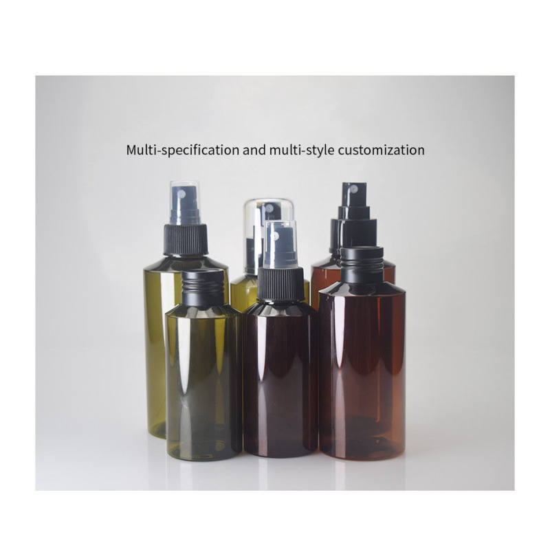 Round Shape Amber Green Plastic Spray Bottles 200ml Bulk Cosmetic Skincare Lotion Pet Bottles Spray