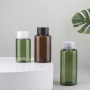 Wholesale PET 8oz Round Amber Bottle Plastic Cosmetic Bottle with Double Screw Cap 150ml Pet Plastic Bottles