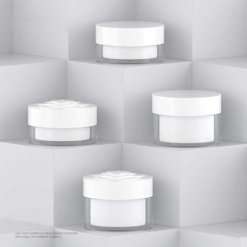 PP White Cosmetic Packaging Round Jars New Cream Jar with Rose Pattern AS 20 ml 30 ml Skincare Cream Jar
