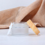 5g10g15g30g50g100g Luxury Empty Cream Cosmetic Frosted clear Glass Jars with Wood Grain Lids