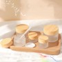 5g10g15g30g50g100g Luxury Empty Cream Cosmetic Frosted clear Glass Jars with Wood Grain Lids