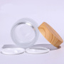 5g10g15g30g50g100g Luxury Empty Cream Cosmetic Frosted clear Glass Jars with Wood Grain Lids