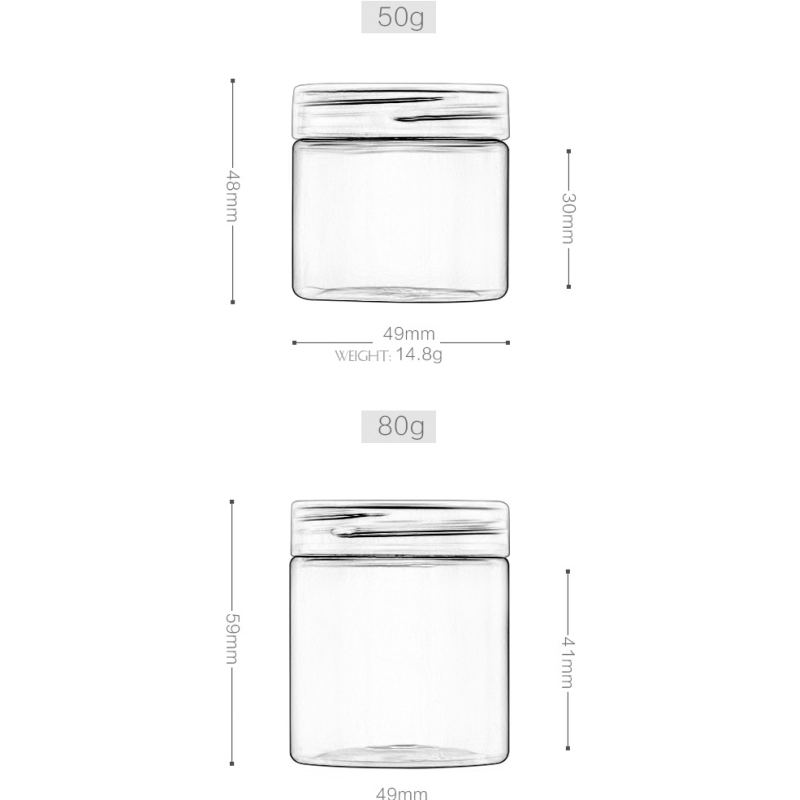 Customization 50g 80g PET Cream Jar Plastic Around  Lid with Widen Mouth clear  Green Amber Blue