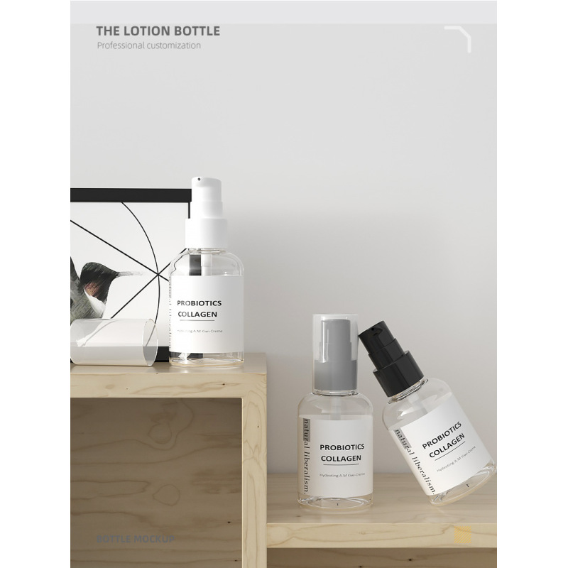 Sunshine Wholesale 50ml Round Shoulder Emulsion Bottle PET Plastic Baby Lotion Bottle Cosmetic Dispenser Emulsion Empty Bottle