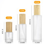 Empty 50ml 100ml 120ml Frosted Glass Pump Bottle Glass Spray Bottle With Wooden Color Cover