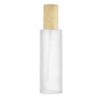 Empty 50ml 100ml 120ml Frosted Glass Pump Bottle Glass Spray Bottle With Wooden Color Cover