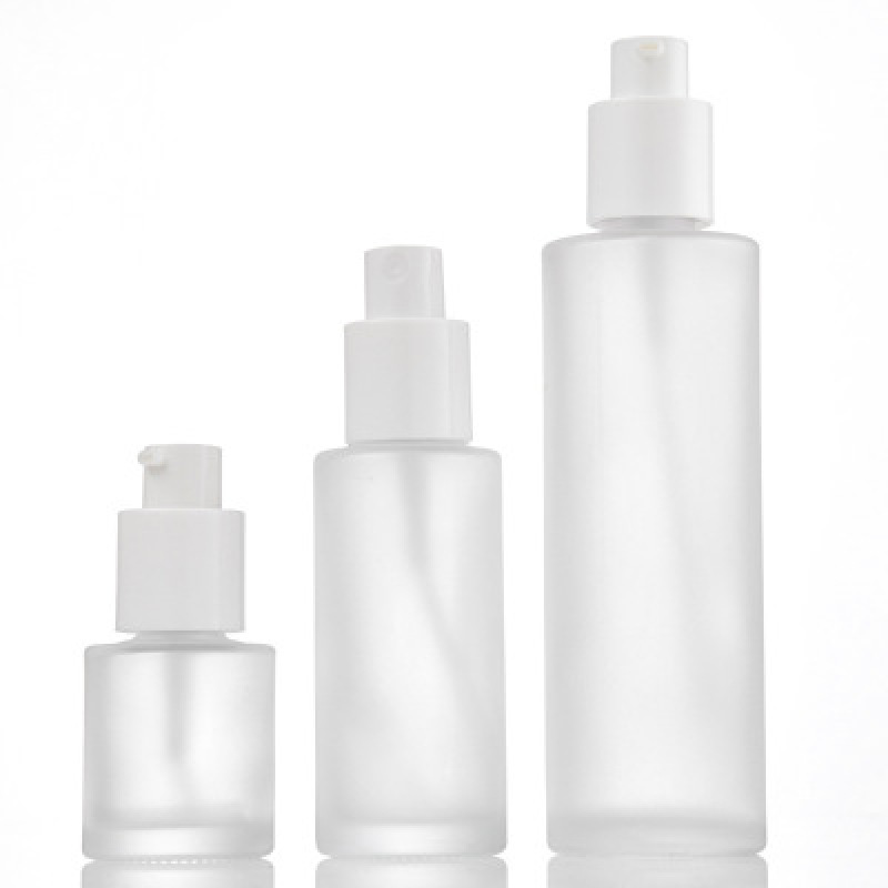 Empty 50ml 100ml 120ml Frosted Glass Pump Bottle Glass Spray Bottle With Wooden Color Cover