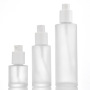 Empty 50ml 100ml 120ml Frosted Glass Pump Bottle Glass Spray Bottle With Wooden Color Cover