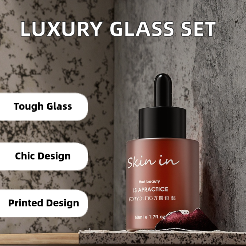 Hot Sale Amber Brown Glass Dropper Bottles Empty 15ml 30ml 50ml Flat Shoulder Essential Oil Containers with Pipette