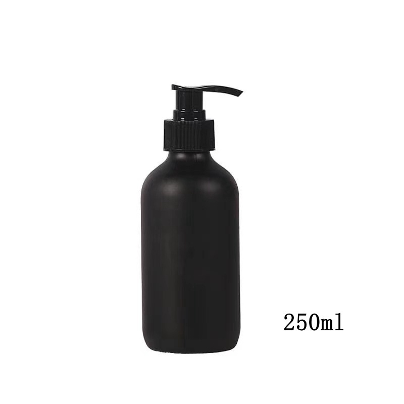 Top Sale Wholesale High Quality Matte Black White 250ml Frosted Shampoo Glass Bottle for Cosmetic