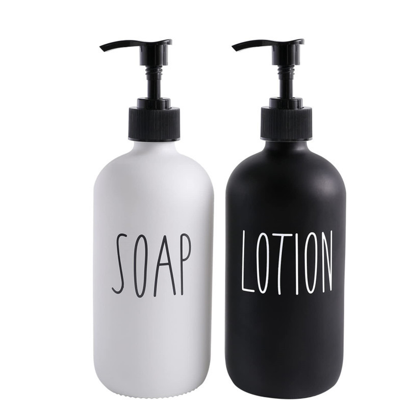 Top Sale Wholesale High Quality Matte Black White 250ml Frosted Shampoo Glass Bottle for Cosmetic