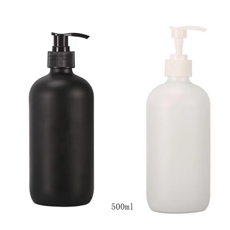 Top Sale Wholesale High Quality Matte Black White 250ml Frosted Shampoo Glass Bottle for Cosmetic