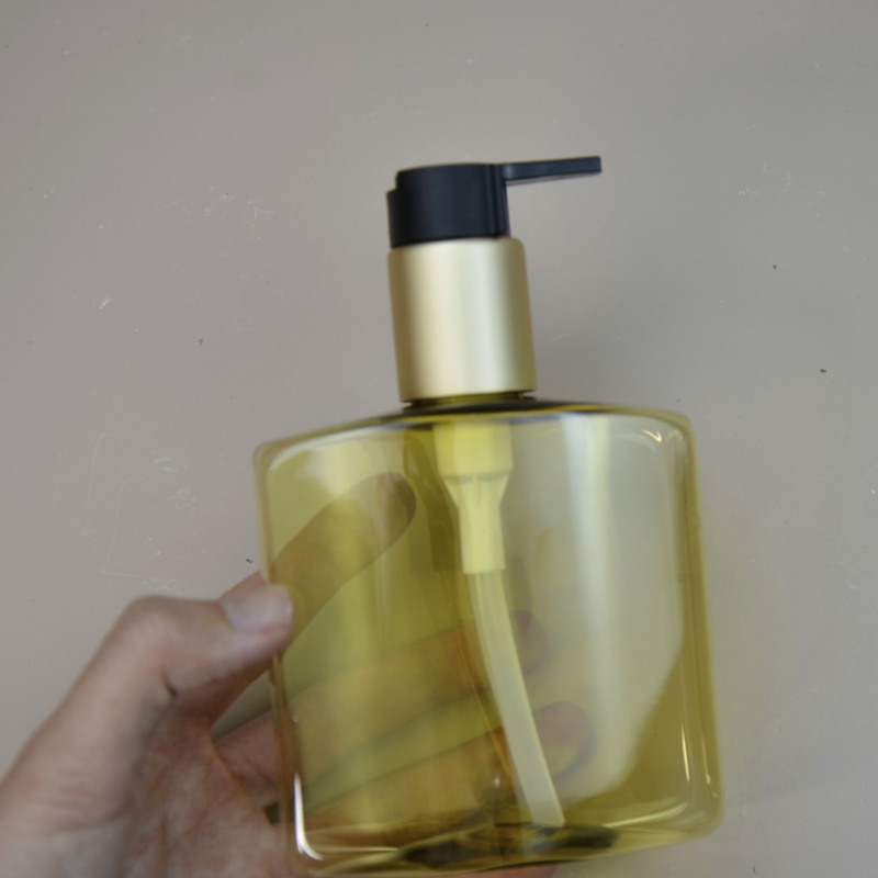Cosmetics Containers 250ml 400ml PET clear Yellow Luxury Lotion Bottle Lotion Packaging Bottle Plastic Shampoo  Bottle Pump