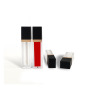 Wholesale 7ml Clear Plastic Lip Gloss Containers Tubes Empty Cosmetic Lipstick with Black Lid Screw Cap Printed Square Shape