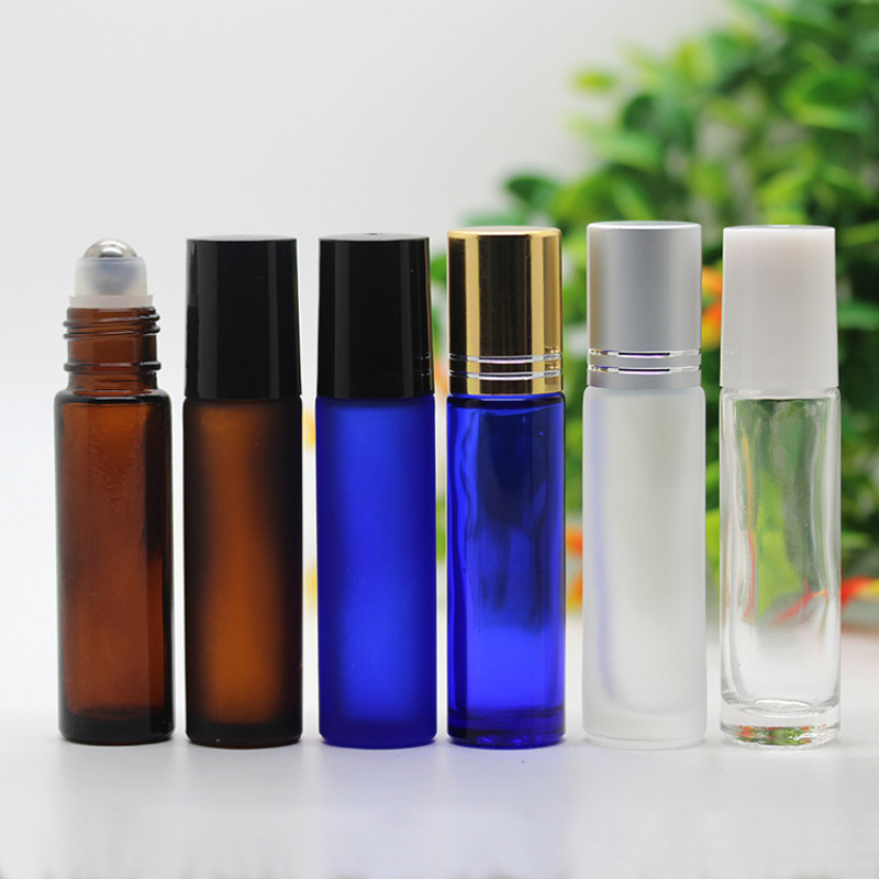 Colorful Skincare Cosmetic Container Glass Mini Bottle Empty 10ml Amber Essential Oil Roller Bottle