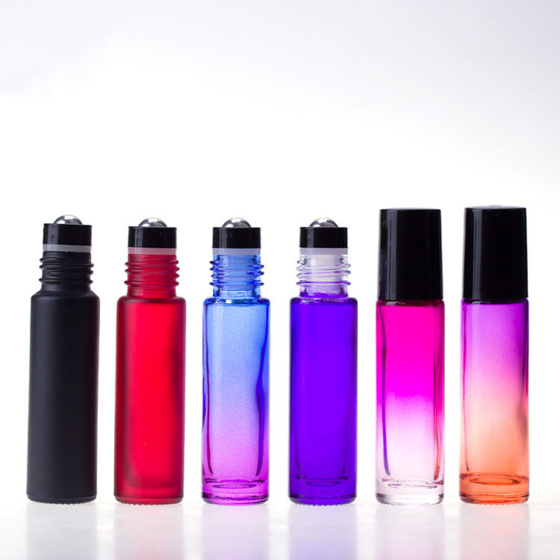 Colorful Skincare Cosmetic Container Glass Mini Bottle Empty 10ml Amber Essential Oil Roller Bottle