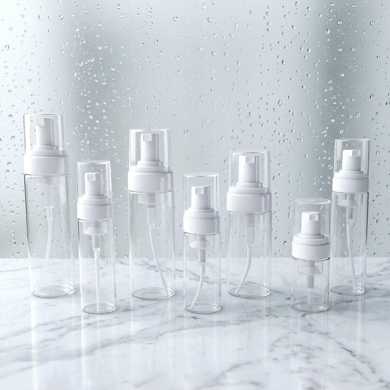200ml Clear PET Foamer Pump Bottle Empty Transparent Plastic Foam Soap Dispenser Bottle with White Pump for Facial Cleanser