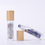 Essential Oil Roller Bottle Manufacturer 5ml 10ml  Essential Oil Bottle Roll on Glass Bottle with Crystals Roller Ball with Lid