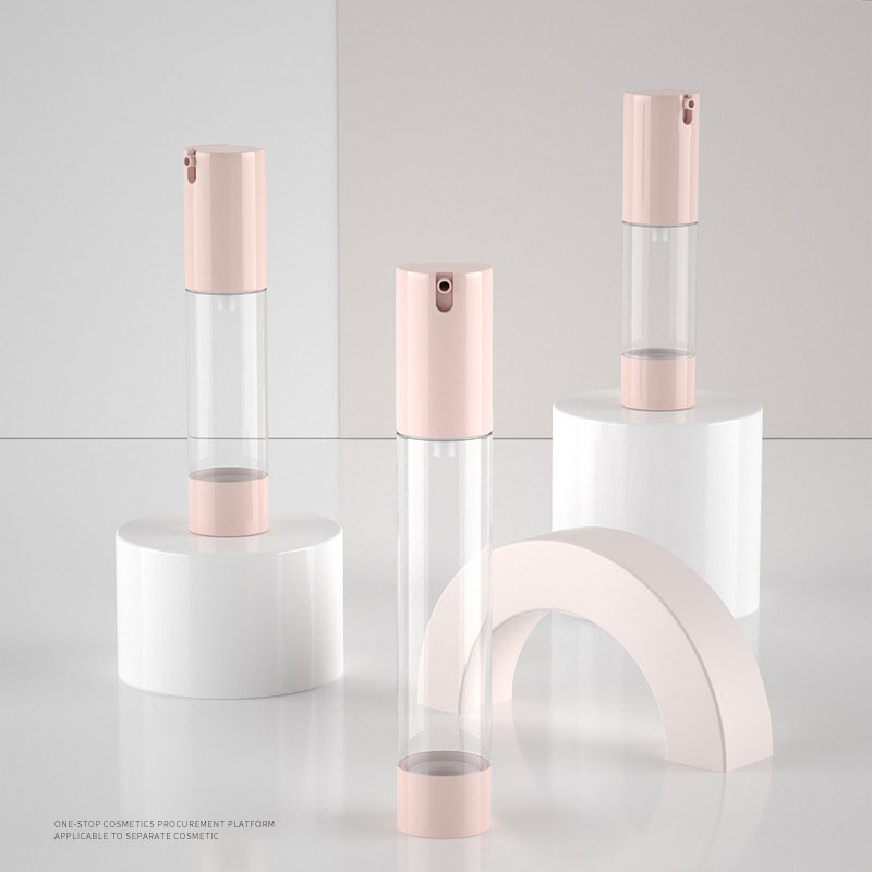 Label Printing AS 30ml pink Color clear Plastic Airless Cosmetic Skincare Lotion Bottle with Dispenser Pump