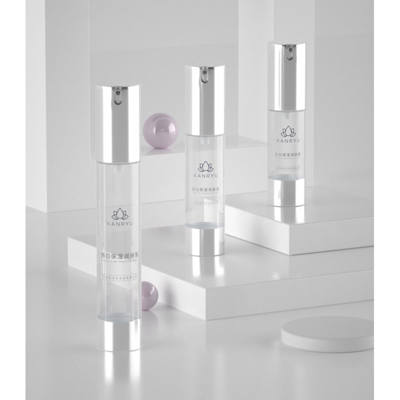 Label Printing AS 30ml pink Color clear Plastic Airless Cosmetic Skincare Lotion Bottle with Dispenser Pump