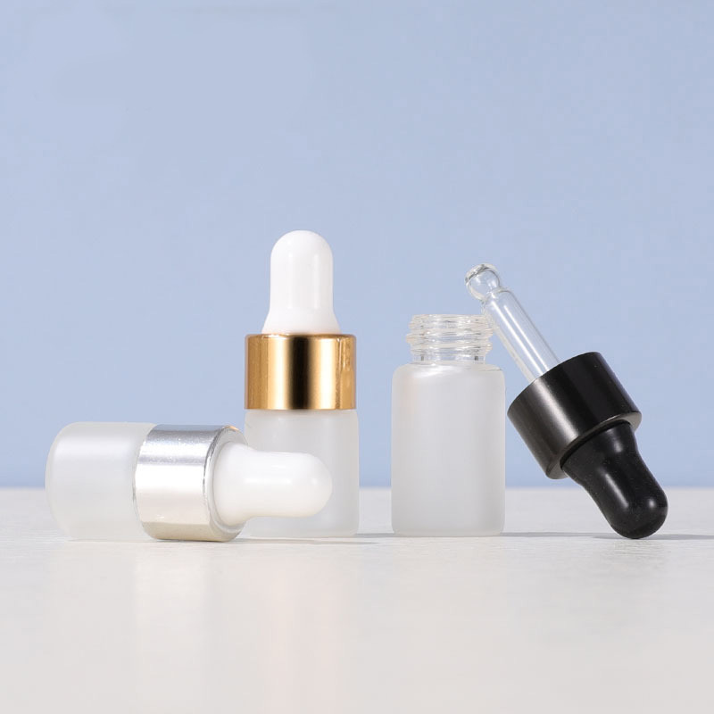Luxury 1ml 2ml 3ml 5ml Small Refillable clear Frosted Essential Oil Glass Dropper Bottle