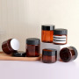 High Quality 3.3oz 100G PET Plastic Amber Cosmetic Jar with Recyclable Screw Top Black Cap High Visibility and Durability