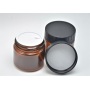 High Quality 3.3oz 100G PET Plastic Amber Cosmetic Jar with Recyclable Screw Top Black Cap High Visibility and Durability