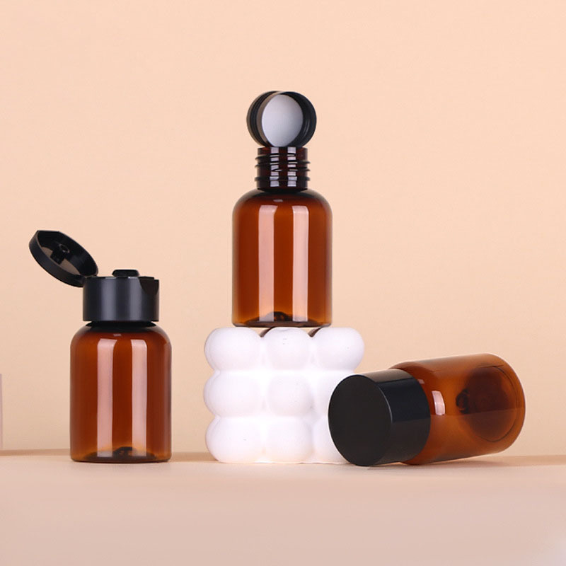 Fast Delivery 50ml Brown Plastic Cosmetic Bottle Empty Refillable Bottle for Luxury Skin Care Products