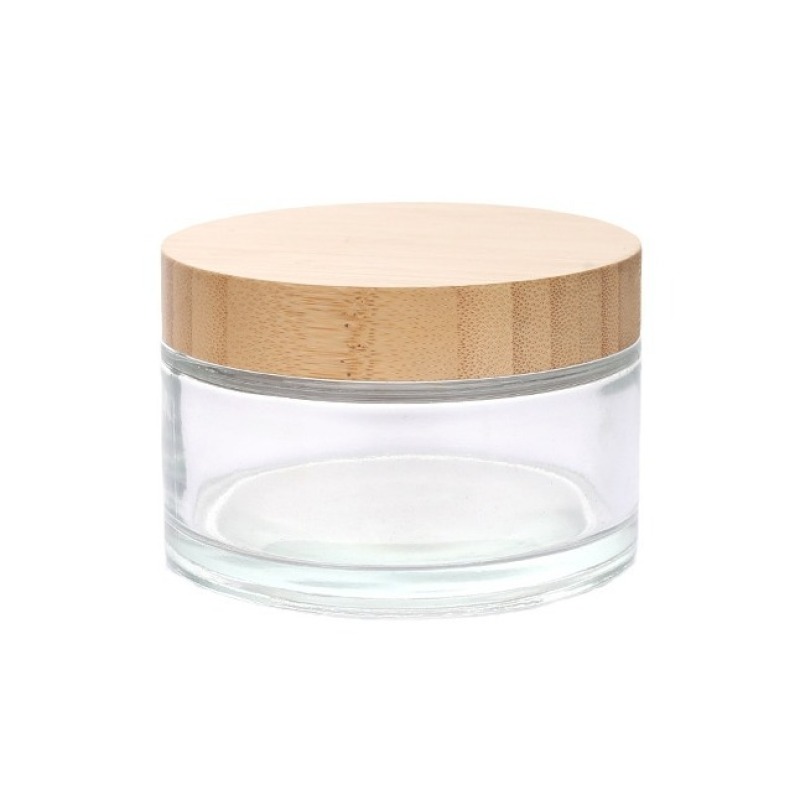 Matte Black Cosmetic Jar 30ml Oliver Green Glass with Bamboo Lid for Skin Care and Eye Cream 30g Face Cream Storage