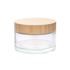 Matte Black Cosmetic Jar 30ml Oliver Green Glass with Bamboo Lid for Skin Care and Eye Cream 30g Face Cream Storage
