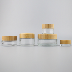 Matte Black Cosmetic Jar 30ml Oliver Green Glass with Bamboo Lid for Skin Care and Eye Cream 30g Face Cream Storage