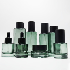 High-end Cosmetic Packaging Set 50g 30ml 50ml 100ml 120ml Flat Shoulder Glass Lotion Pump Serum Dropper Bottles Cream Jars