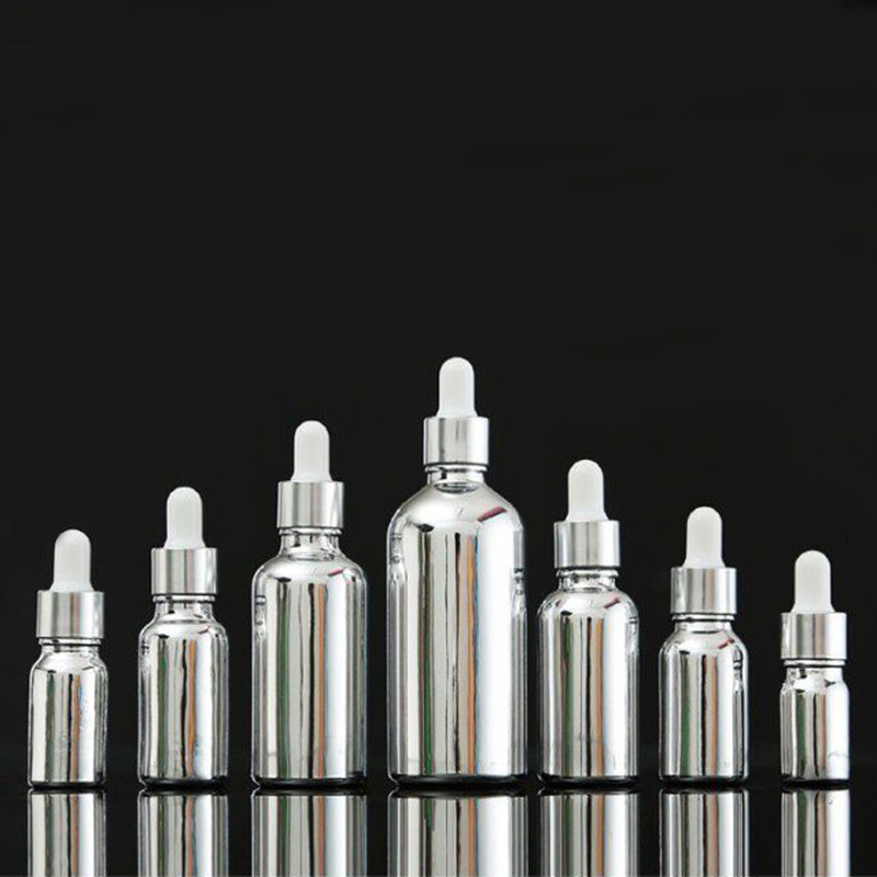 Luxury 5ml10ml15ml20ml30ml50ml100ml Silver Cosmetic Essential Oil Dropper Glass Bottle