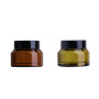 In Stock Body Cream Jar 50G Brown Eye Glass Cream Jar 30G Olive Green Slanted Shoulder Cream Packaging Jar with Black Cap