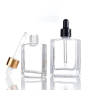 Transparent Square Oil Glass Bottle with Pump Sprayer 15ml 30ml 50ml 100ml Capacities in Stock