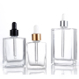 Transparent Square Oil Glass Bottle with Pump Sprayer 15ml 30ml 50ml 100ml Capacities in Stock