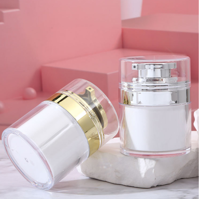 30g 50g Luxury Acrylic Airless Cream Jar with Gold Silver Pump for Skin Care Serum