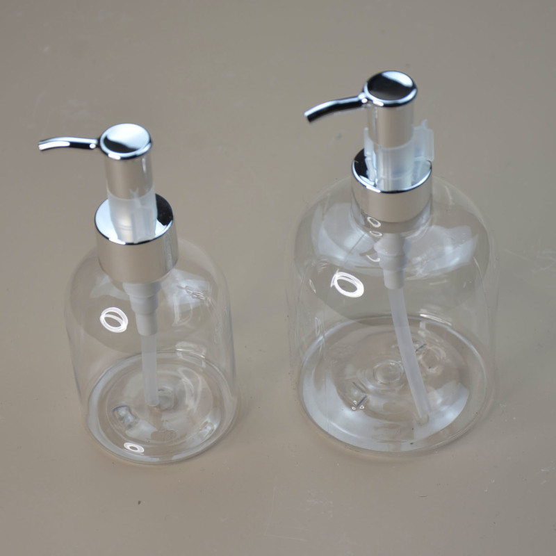 luxury cosmetic packaging 150ml 300ml lotion bottle lotion packaging bottle pump clear shampoo bottles white gold silver pump