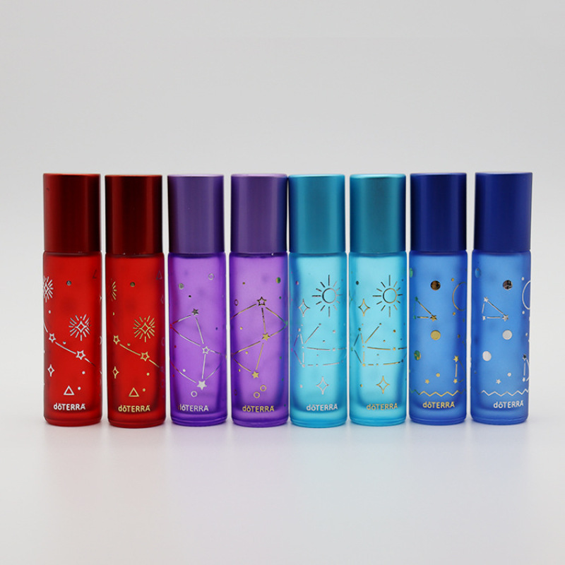 High-End Empty 10ml Glass Cosmetic Roll on Essential Oil Roller Bottle with Hot Stamping