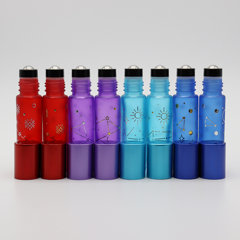 High-End Empty 10ml Glass Cosmetic Roll on Essential Oil Roller Bottle with Hot Stamping