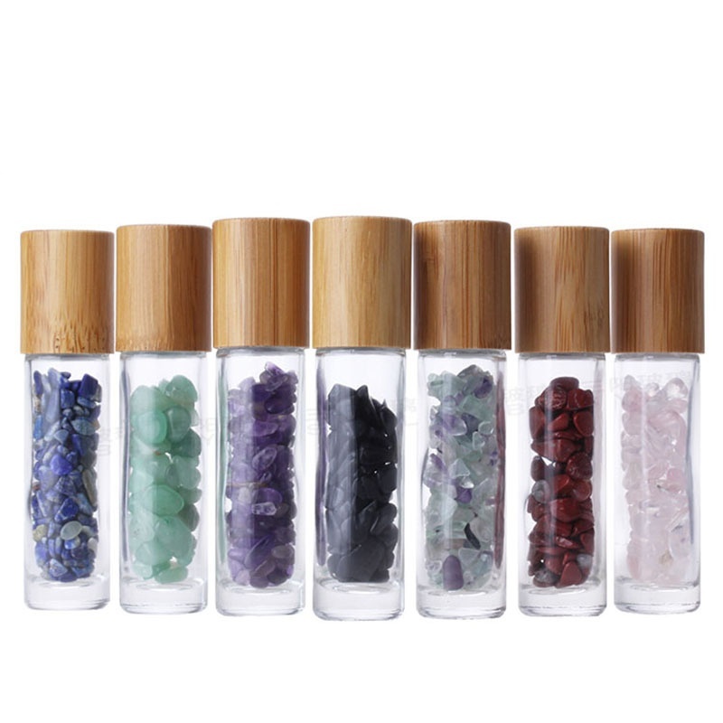 Bamboo Cover 10ml Crystal Jade Ball Glass Dispenser Bottle Essential Oil Bottle Perfume 5ml Roller Bottles for Essential Oils