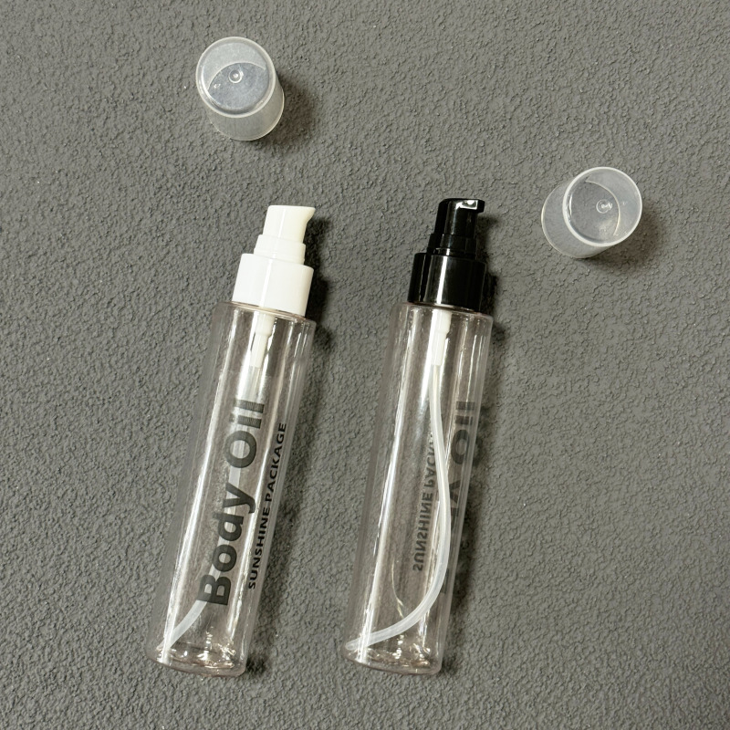 Cosmetic Packaging Empty Skincare Pump Bottle for Body Oil clear Plastic Cosmetic Body Oil Bottles with Pump