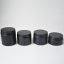 Wholesale Empty Matte Black Cosmetic Jars 100g & 200g Body Butter Containers Aluminum Black Lid Plastic Cap Recyclable Features