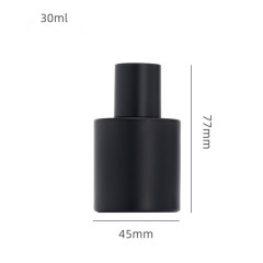 High Luxury 30ml 50ml Matte Black Round Flat Shoulder Glass Spray Perfume Bottle