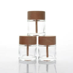 Premium Glass Bottle with Wood Stopper 50ml Essential Oil Roll on Bottle Reed Diffuser Set with Custom Logo