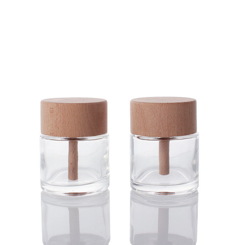 Premium Glass Bottle with Wood Stopper 50ml Essential Oil Roll on Bottle Reed Diffuser Set with Custom Logo