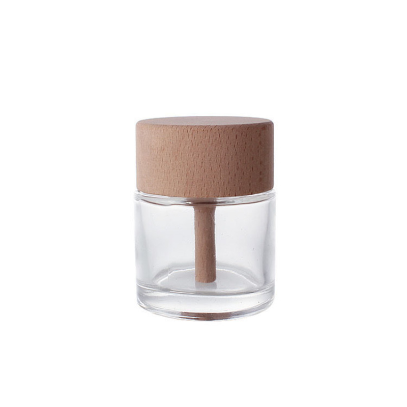 Premium Glass Bottle with Wood Stopper 50ml Essential Oil Roll on Bottle Reed Diffuser Set with Custom Logo