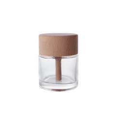 Premium Glass Bottle with Wood Stopper 50ml Essential Oil Roll on Bottle Reed Diffuser Set with Custom Logo